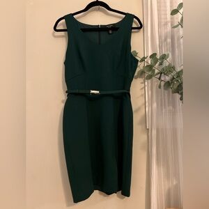 White House Black Market Green Belted Midi Dress